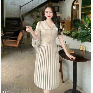 Đầm Xòe Nữ Cổ Bẻ Dập Ly Cao Cấp Có Bigsize XRT014