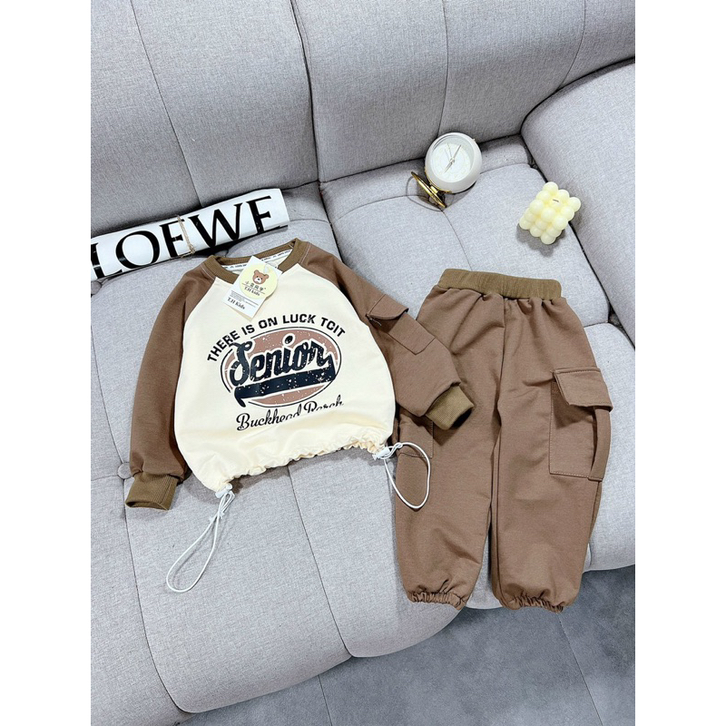 Sét bộ nỉ da cá dài tay thu đông cho bé gái