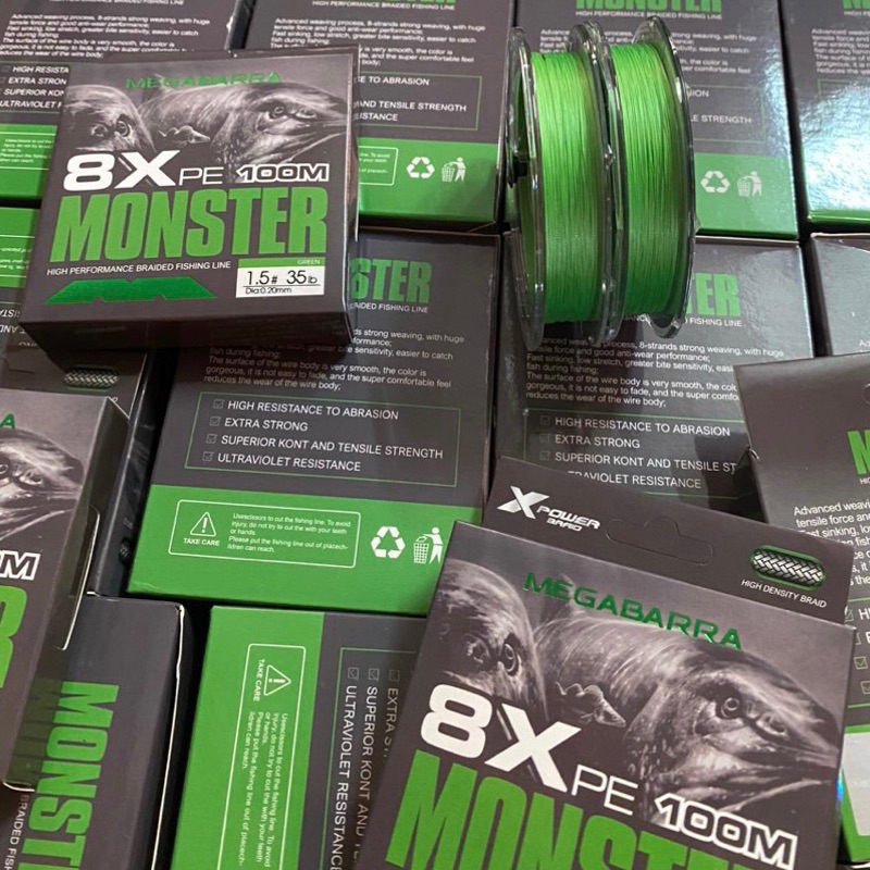 Dây Dù Megabarra MONSTER PE 8x – 100m&150m  -PE 8x bện từ 8 sợi chuyên dùng cho câu Lure