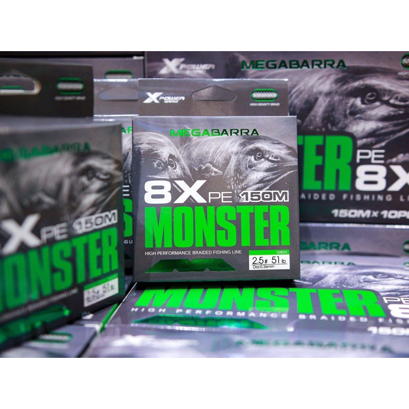 Dây Dù Megabarra MONSTER PE 8x – 100m&150m  -PE 8x bện từ 8 sợi chuyên dùng cho câu Lure