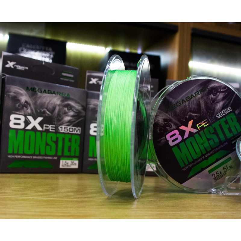 Dây Dù Megabarra MONSTER PE 8x – 100m&150m  -PE 8x bện từ 8 sợi chuyên dùng cho câu Lure