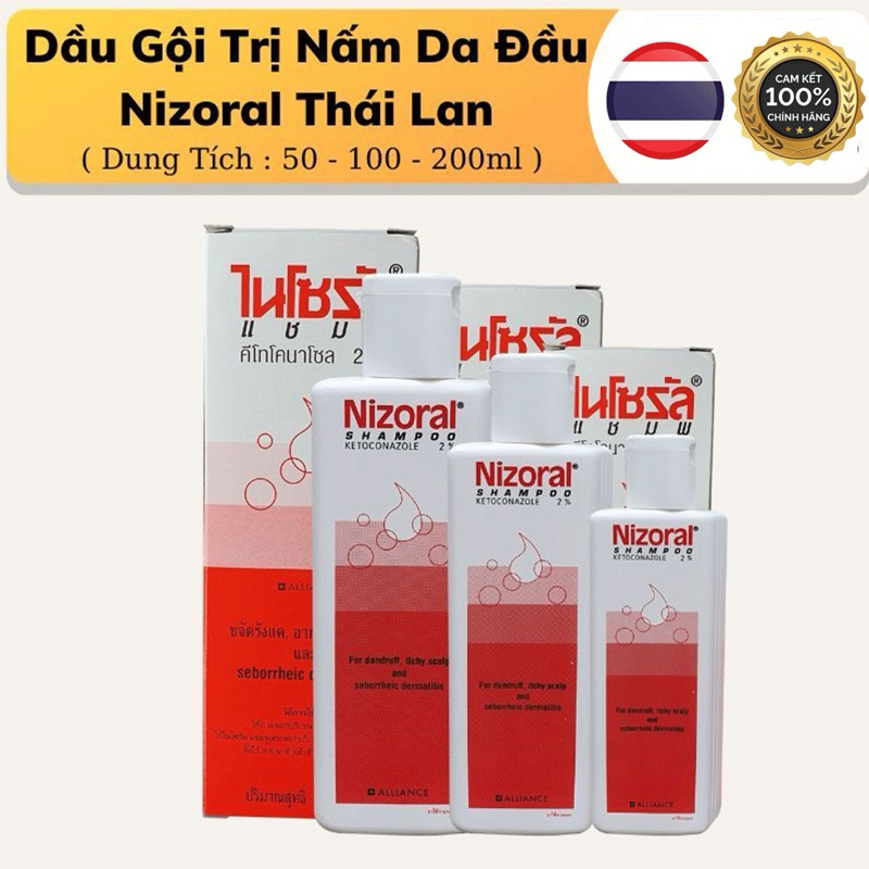 Dầu gội Nizoral Thái lan chính hãng,ngăn ngừa gàu,nấm ngứa,giúp da đầu khoẻ mạnh dung tích 50ml,100ml,200ml