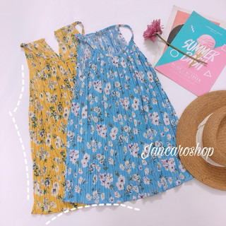 Áo hoa cổ yếm chất lụa xếp ly mặc hè mát - jancaroshop