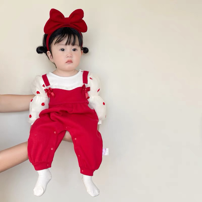 Bodysuit đỏ thiết kế diện Tết cho bé gái đáng yêu dễ thương