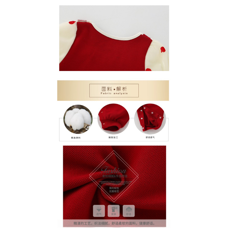 Bodysuit đỏ thiết kế diện Tết cho bé gái đáng yêu dễ thương