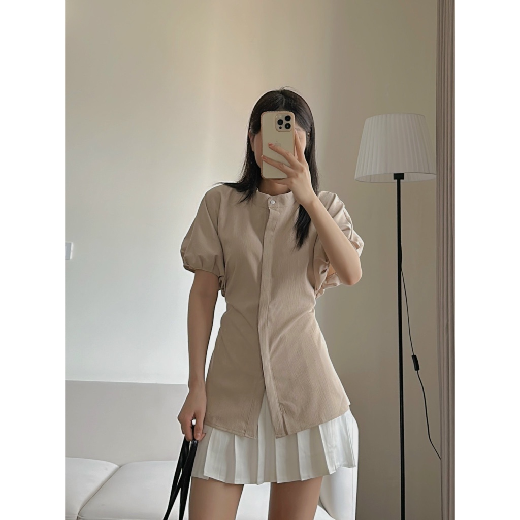 Sơ mi cộc tay cổ tàu chất thô đũi nhăn - M36 | BigBuy360 - bigbuy360.vn