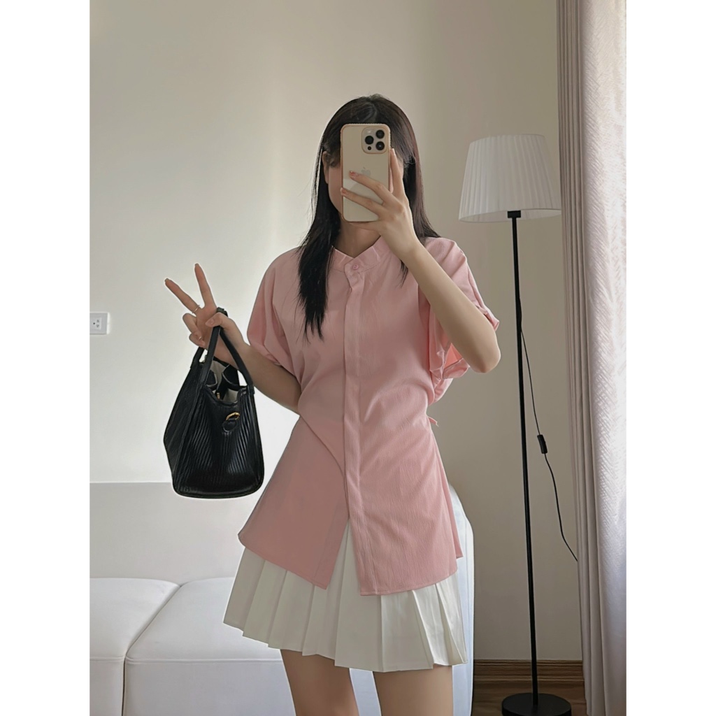 Sơ mi cộc tay cổ tàu chất thô đũi nhăn - M36 | BigBuy360 - bigbuy360.vn