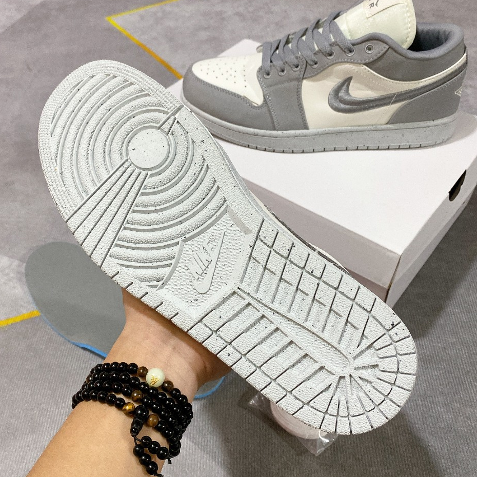 Giày thể thao Jordan 1 Low 'SE Light Steel Grey', giày nam nữ JD cổ thấp trắng xám đế êm bản Chuẩn đẹp full PK