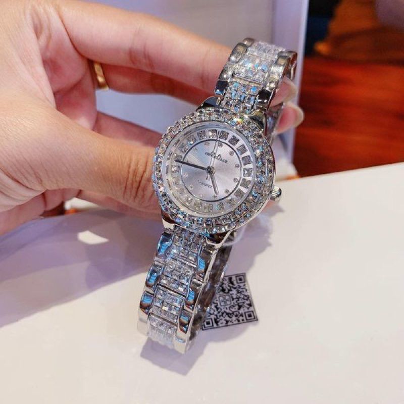 Đồng hồ nữ Melissa 6356 mặt tròn đính đá dây kim loại chính hãng