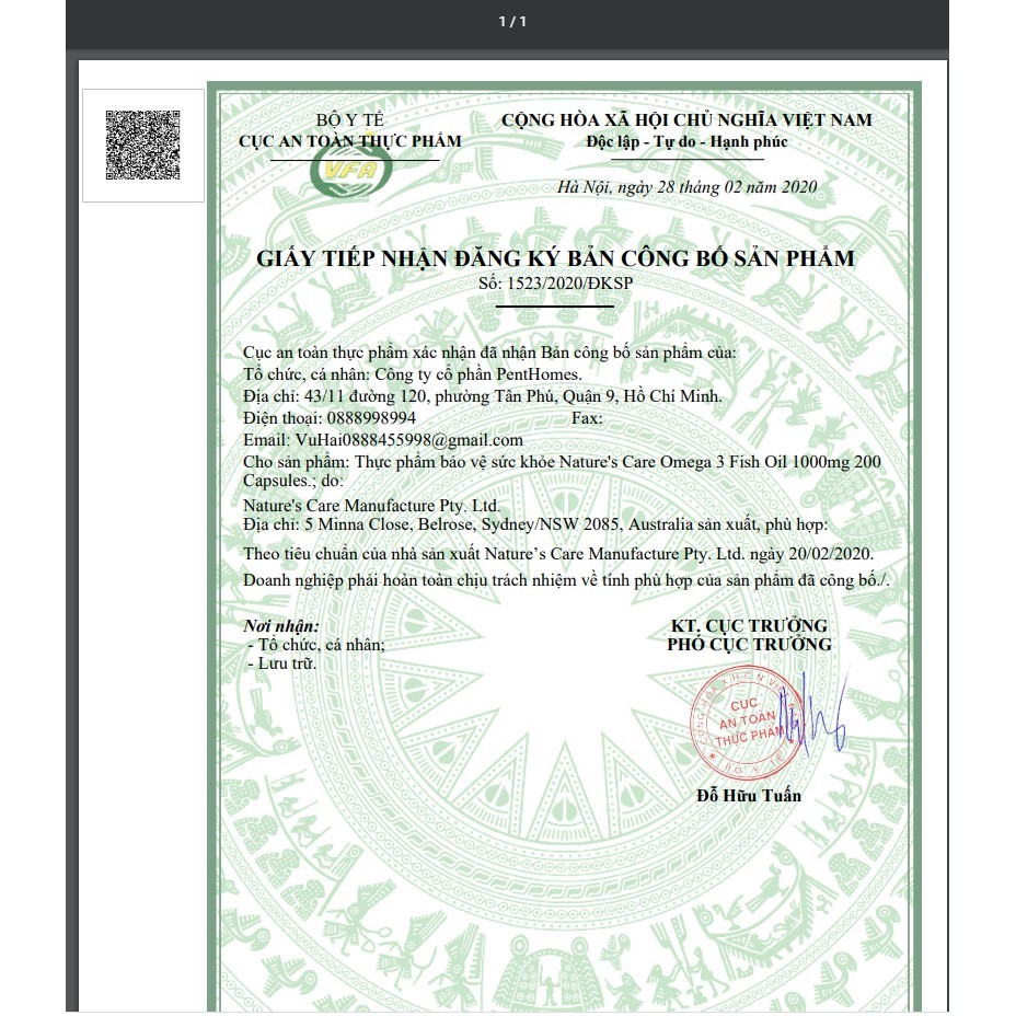 Dầu Cá Tự Nhiên Fish Oil Healthy Care Omega 3 1000mg, 400 viên