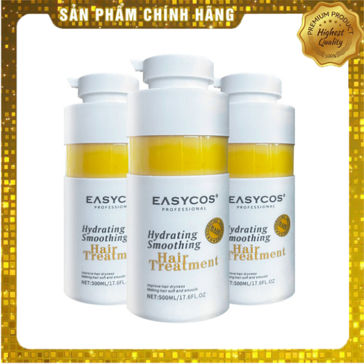 Kem hấp ủ mềm mượt phục hồi chuyên sâu lõi tóc Easycos 500ml collagen & keratin chăm sóc tóc khô xơ uốn nhuộm
