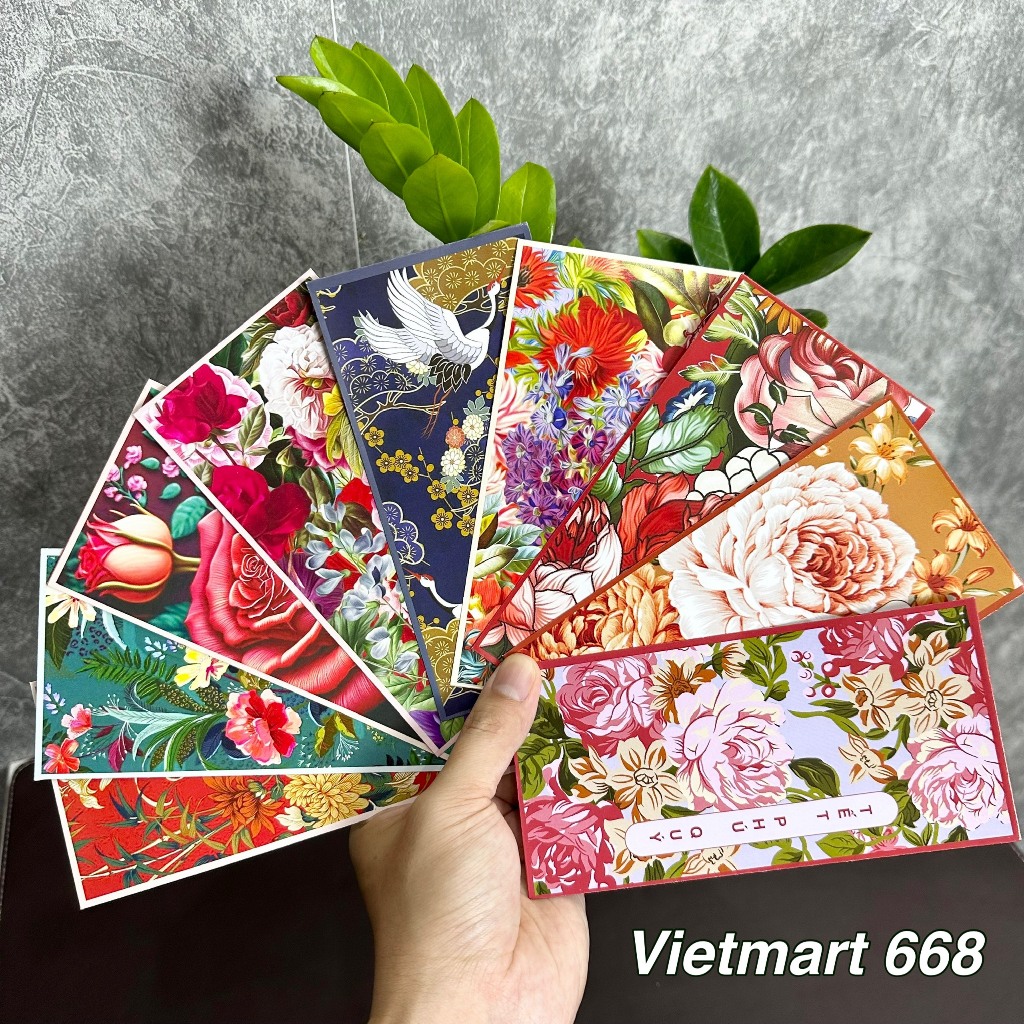 Lì Xì Năm Mới 2024 - Set 10 Chiếc Hoa Lá Mùa Xuân