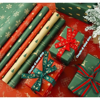 Giấy Gói Quà Giáng Sinh gói hộp quà trang trí NOEL Chất Liệu Kraft dày - In Sắc Nét khổ 50x70cm