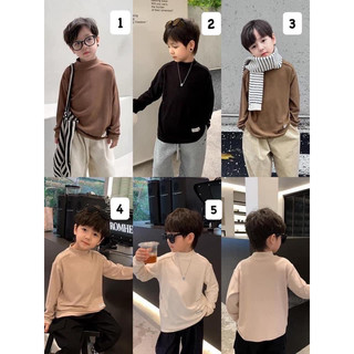 Áo giữ nhiệt bé trai sz 90-150 ambbkids mbang cổ 3 phân
