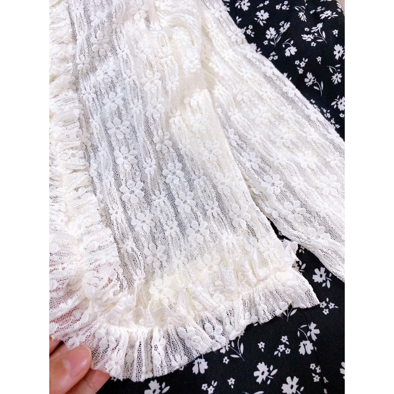 Set đầm váy 2 dây hoa khoác cardigan bèo