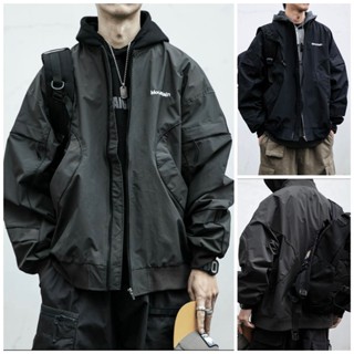 Áo khoác gió nam nữ 2 lớp cao cấp, áo gió bomber form rộng unisex thêu Mountain, nhiều khóa