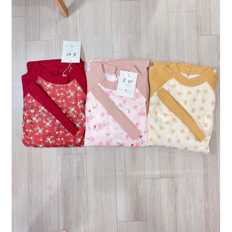 Áo dài cách tân hoa nhí Se.Na mẫu mới 2024 3 món kèm tubal xinh xắn