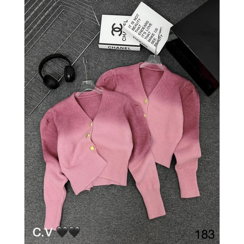 Áo Len Loang Hồng Khuy Vàng Kèm Tagg Y.S.L