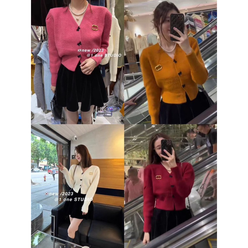 Áo Len Dài Tay Khuy Nơ Kèm Tag G.C