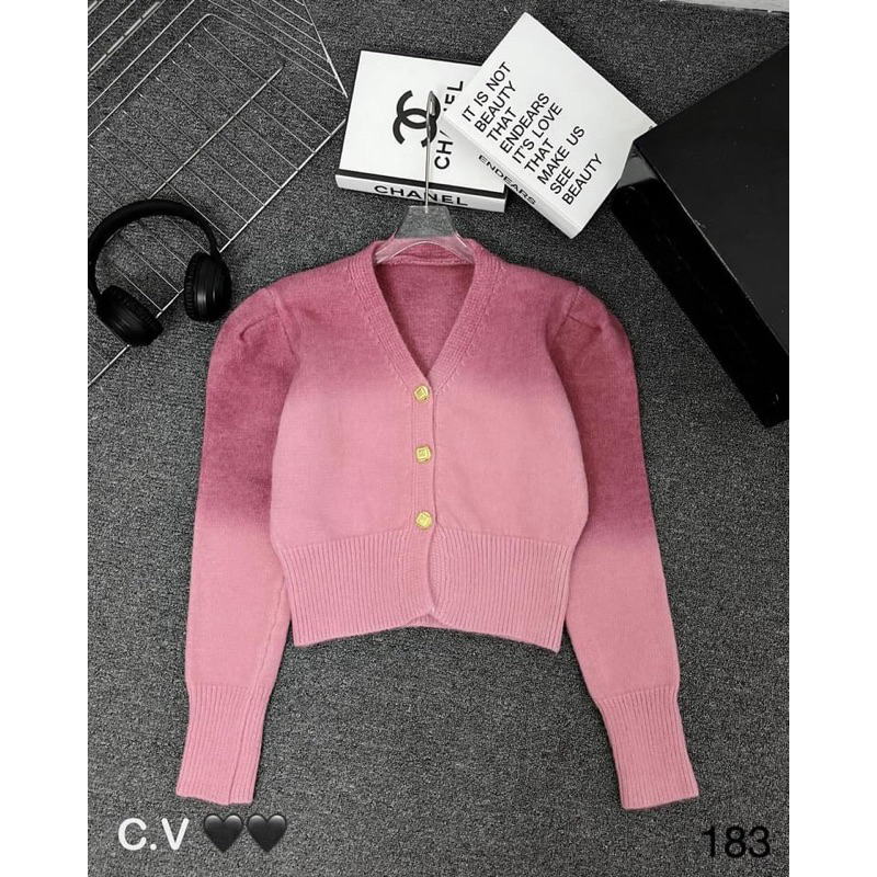 Áo Len Loang Hồng Khuy Vàng Kèm Tagg Y.S.L