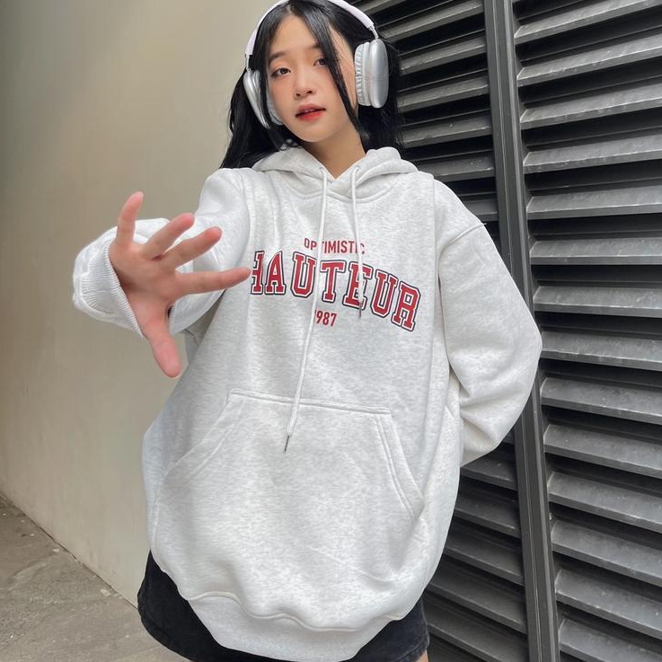 Áo Hoodie In Chữ HAUTE,Áo Hoodie from rộng Unisex nam nữ