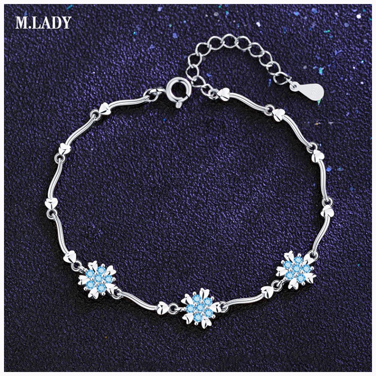 Lắc Tay Bạc Nữ - Bông Hoa Tuyết - Vòng Tay Bạc Sterling M.Lady Jewelry