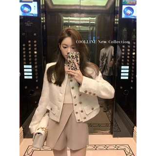   Có sẵn  Áo khoác dạ tweet trắng nhũ bling bling phong cách Nertro Hàn Quốc   ảnh thật là ảnh cuối  