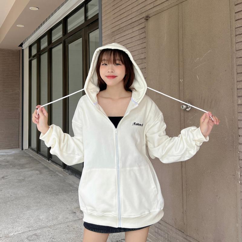 Áo Khoác Nỉ Calem.Club Cặp Nam Nữ, Áo Hoodie Có Dây Kéo Nón 2 Lớp Kiểu Rộng Unisex phong cách Hàn Quốc