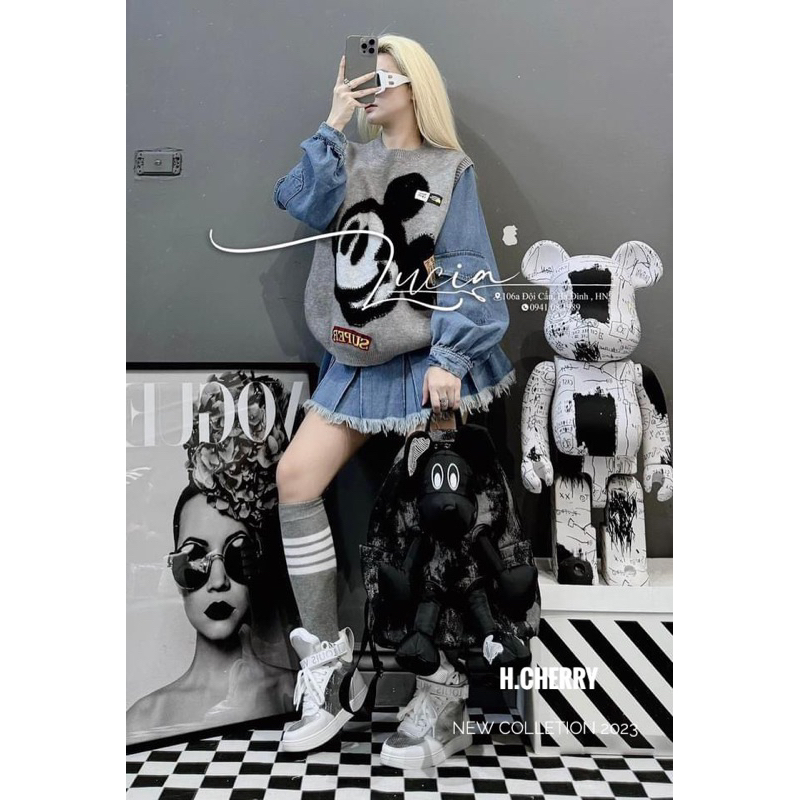 Áo Len Mickey Pha Tay Bò QC L1