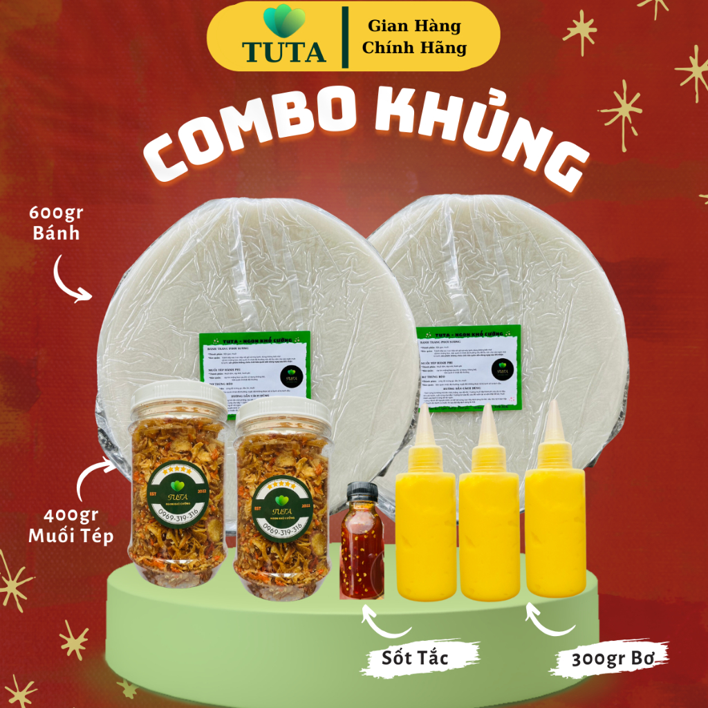 Bánh Tráng Phơi Sương 💖TUTA💖 600g Bánh Tráng Loại l + Muối Tôm Hành phi + Bơ Trứng siêu béo