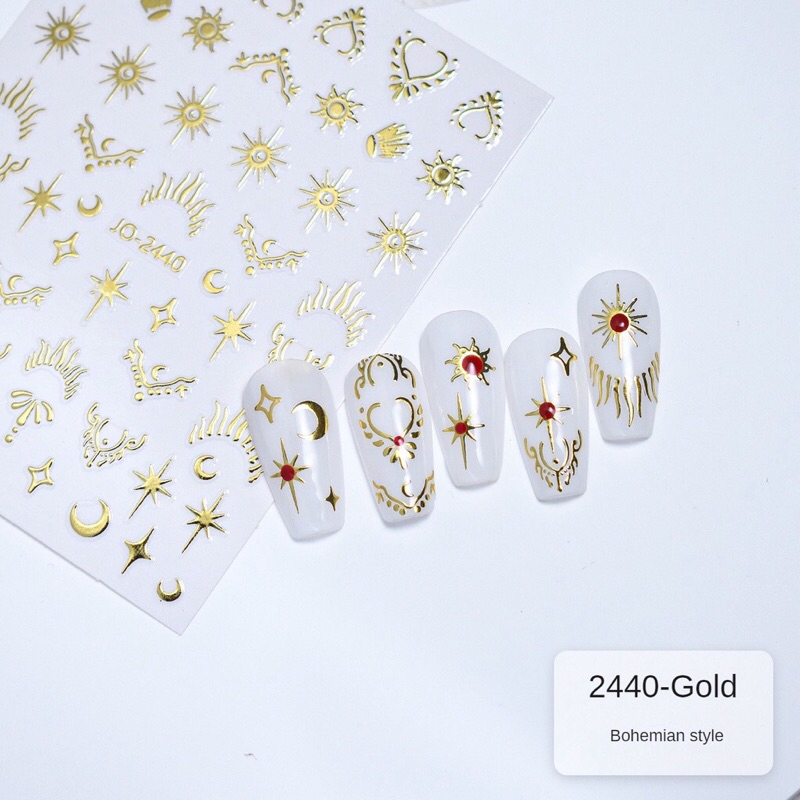 Sticker mặt trăng dán móng/ sticker mặt trời dán móng/ sticker vương miện dán móng