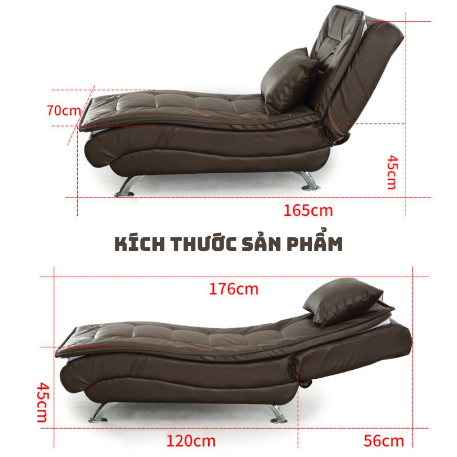 Giường Sofa Gấp Gọn AMYLY Ghế Sofa Giường Văn Phòng Gồm 3 Chế Độ Bọc Da Công Nghệ Pu 2 Màu Nâu, Đen KT D176*R70*C45cm