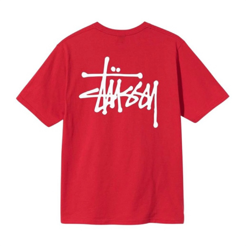 CHÍNH HÃNG - ÁO THUN STUSSY BASIC RED T-SHIRT - ÁO THUN CỔ TRÒN TAY LỠ MÀU ĐỎ