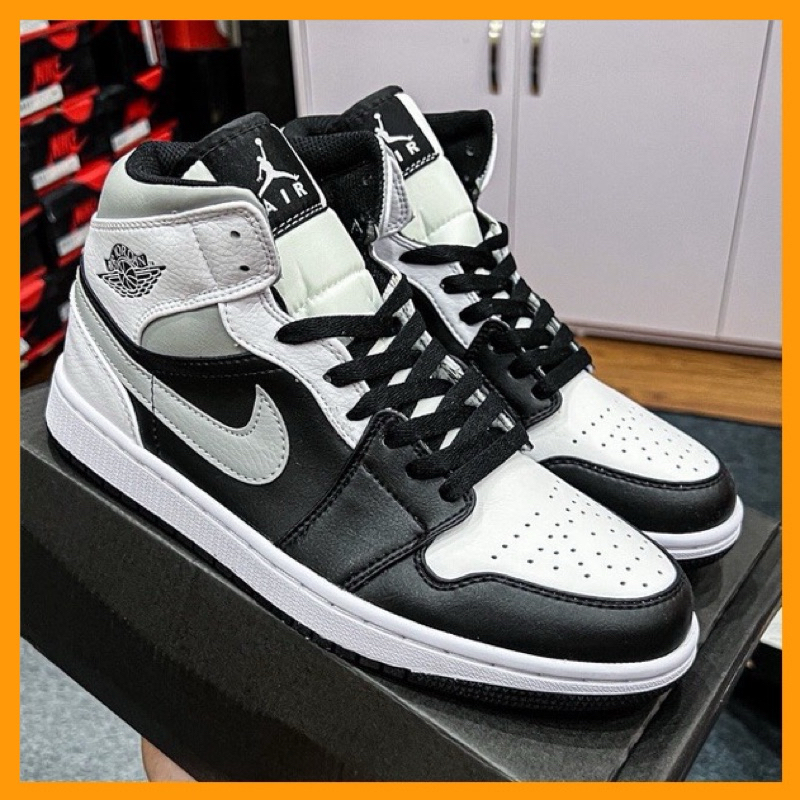 Giày Jordan cổ cao xám đen, JD1 High Panda v2 hàng S.Cấp nhất đủ size nam nữ full phụ kiện