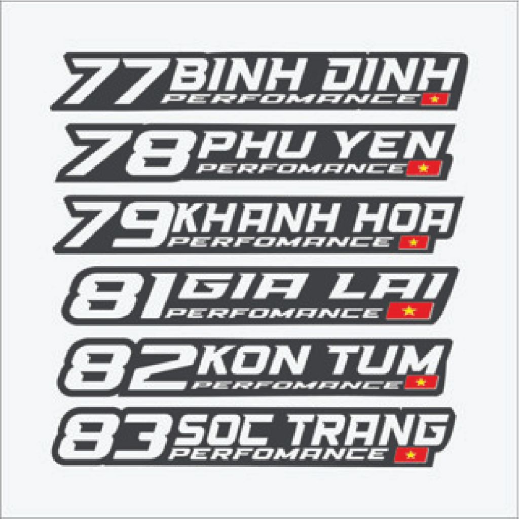 Tem tỉnh 64 tỉnh thành dán xe máy tem xe máy - decal xe máy -  chữ ký dán xe -  exciter - winner - tem độ - tem trùm