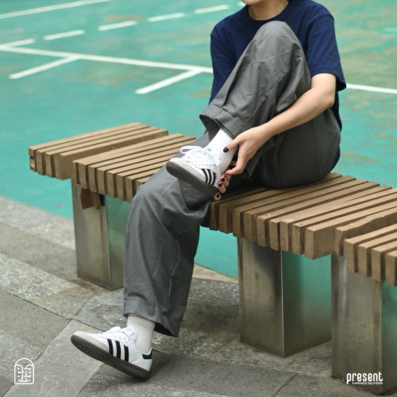 Giày thể thao Adidas Samba Vegan Classic White Black trắng sọc đen đế nâu êm nhẹ dễ phối mọi Outfit