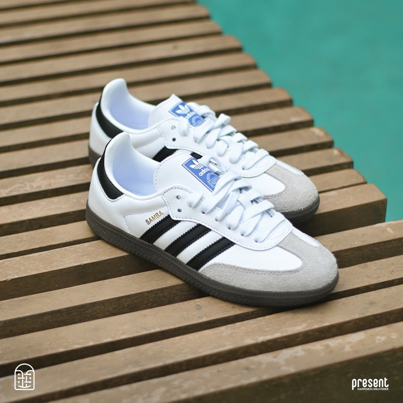 Giày thể thao Adidas Samba Vegan Classic White Black trắng sọc đen đế nâu êm nhẹ dễ phối mọi Outfit