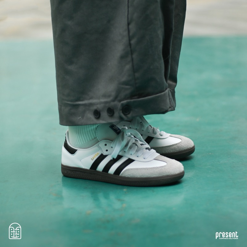 Giày thể thao Adidas Samba Vegan Classic White Black trắng sọc đen đế nâu êm nhẹ dễ phối mọi Outfit