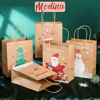 Túi giấy đựng quà giáng sinh noel có quai hình ông già noel cây thông nhiều mẫu cute