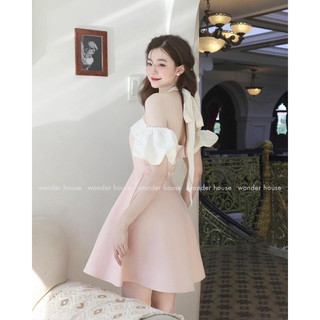 Váy dự tiệc tay bồng phối màu tiểu thư