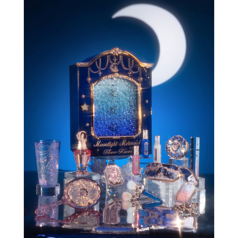Gương trang điểm cầm tay FLOWER KNOWS - bst Moonlight Mermaid - SwanBallet  v..v..