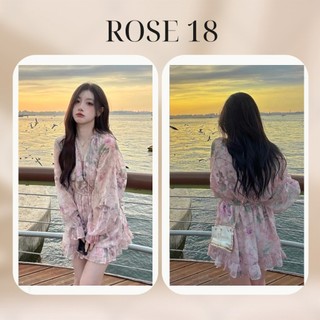 Đầm Hoa Dáng Xòe Nút Bọc Màu Hồng Tím Pastel Siêu Xinh