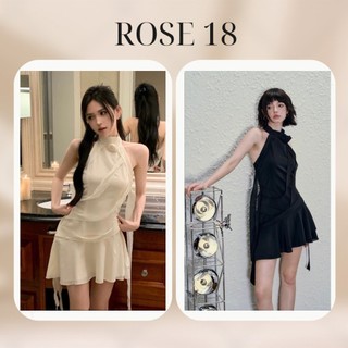 Đầm yếm 1 hoa cổ phối dây tua rua dáng ôm th137