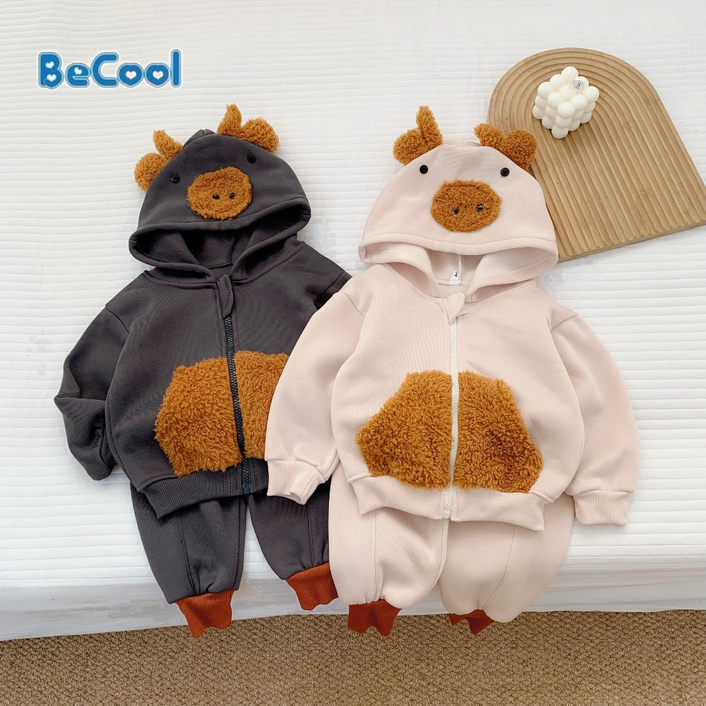 Bộ nỉ thu đông bé trai, Bộ nỉ sừng trâu siêu ấm,siêu xinh cho bé từ 6-27kg Moobaby Shop