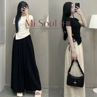 Áo kiểu croptop có dây rút eo khoen tròn vạt chéo phong cách Hàn Quốc AS162