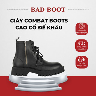 Giày combat boots nam cao cổ, đế khâu chắc chắn da chống nhăn bảo hành 6 tháng