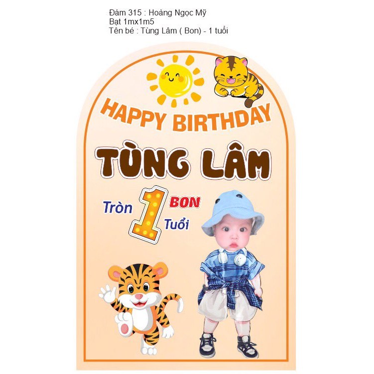 Phông Bạt Backrop Sinh Nhật In Tên, Thông Tin Riêng Mỗi Bé Lên Phông, Background