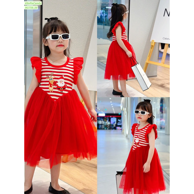 Váy Noel bé gái 8-30kg, váy công chúa đỏ siêu đẹp