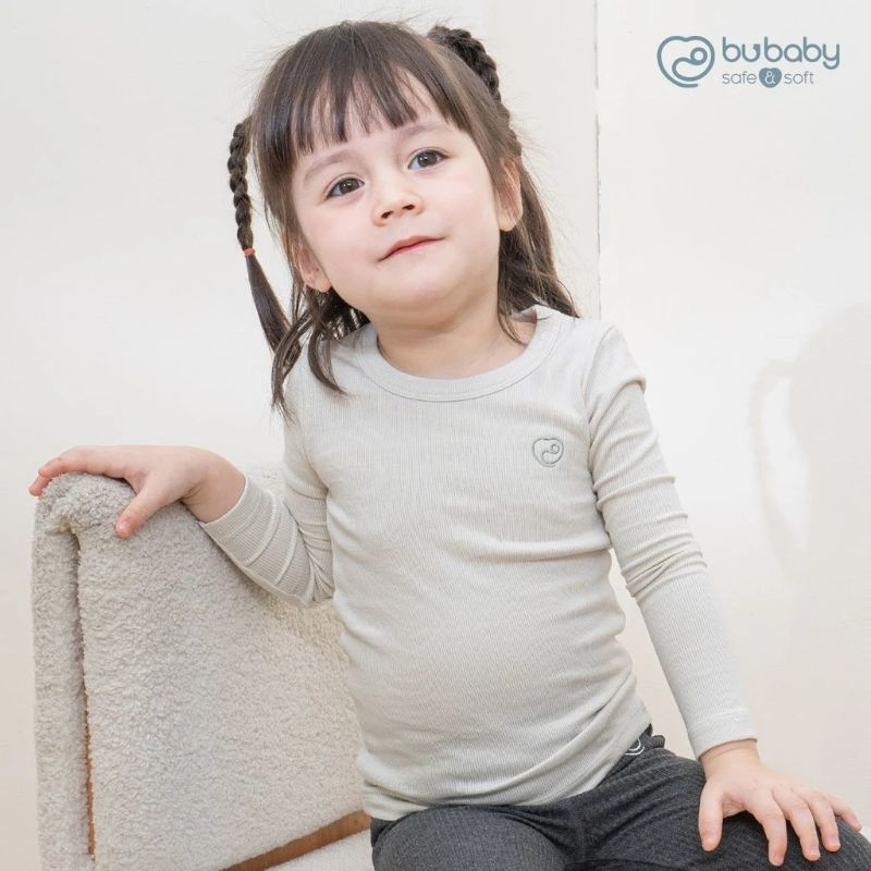 Áo giữ nhiệt Bu Baby Molist dài tay cổ tròn cho bé trai, bé gái