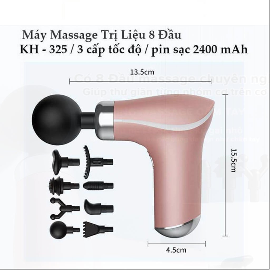 Máy Massage Cầm Tay Mini 8 Đầu 3 Chế Độ KH-325, Súng Massage Cầm Tay Đấm Lưng, Mát Xa Toàn Thân.